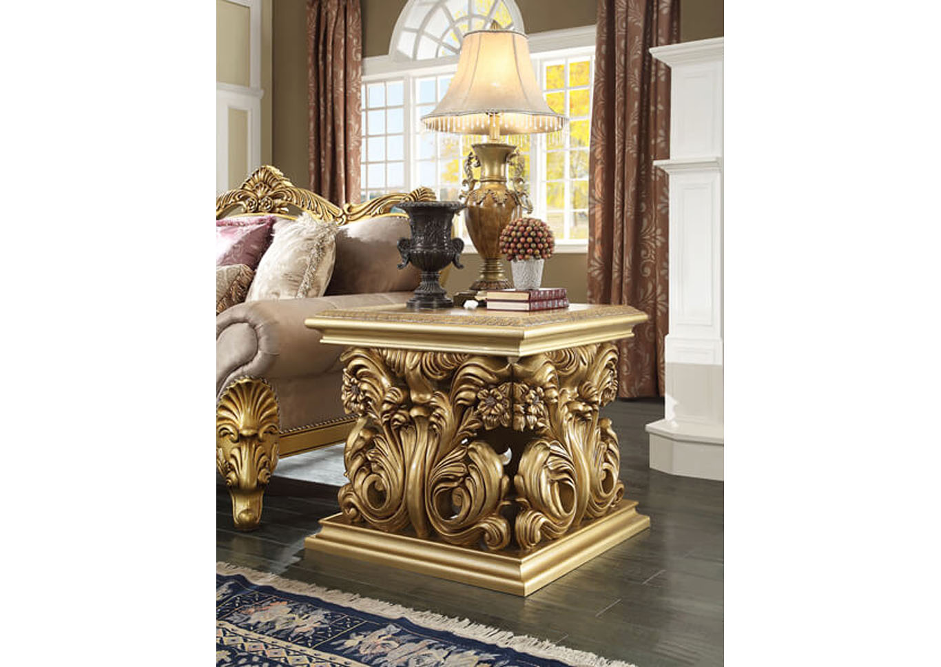 Metallic Bright Gold End Table,Homey Design