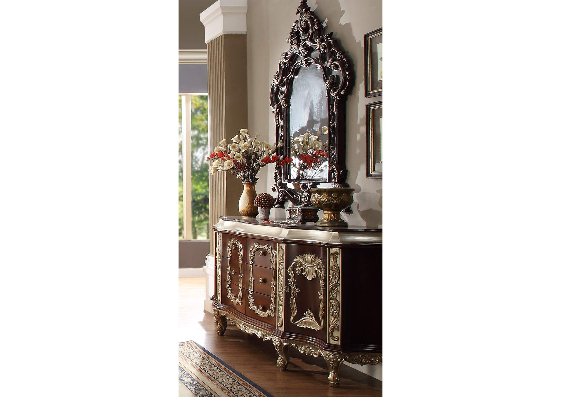 Metallic Silver 5 Piece Bedroom Set,Homey Design