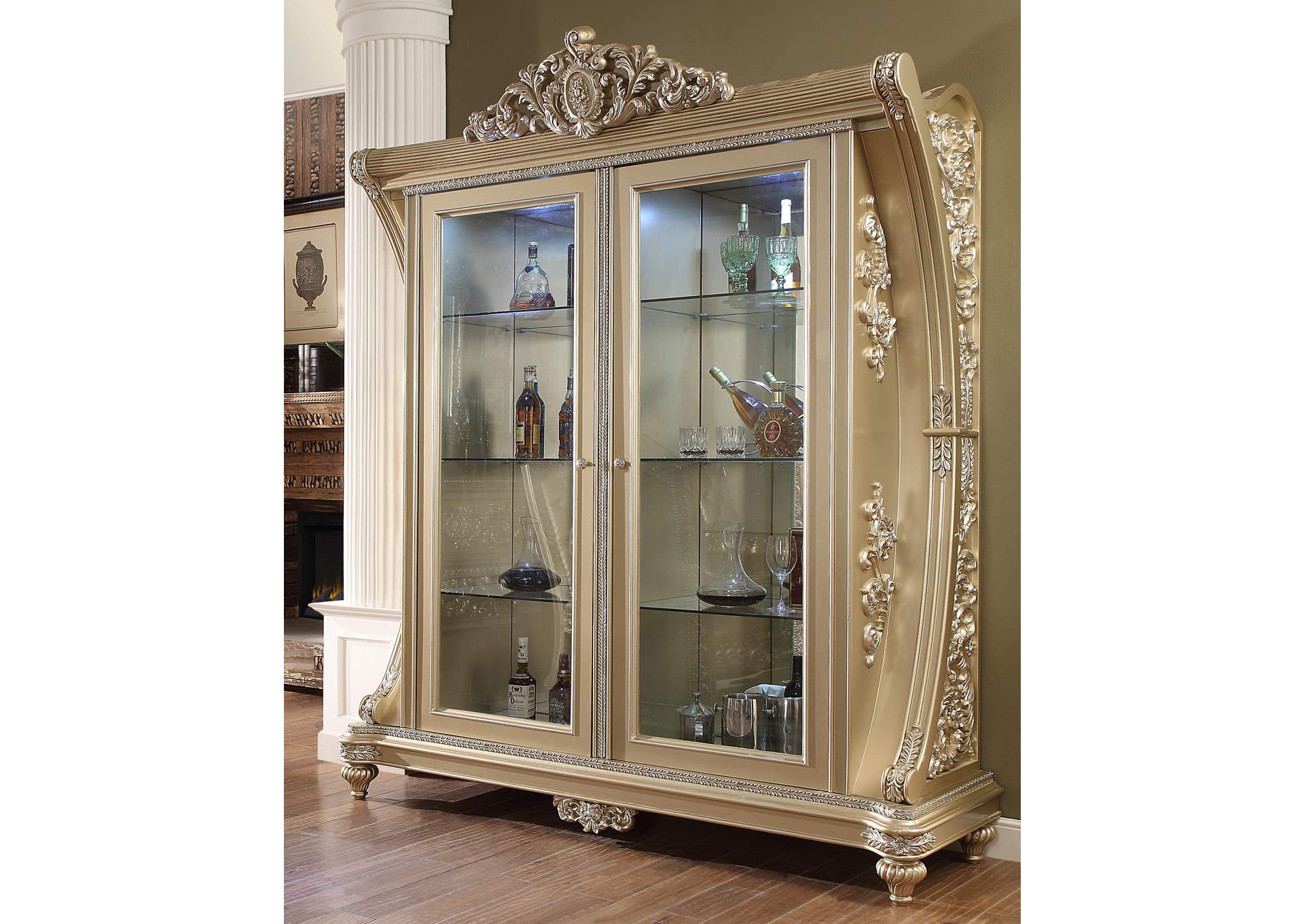 Belle Silver China Cabinet,Homey Design