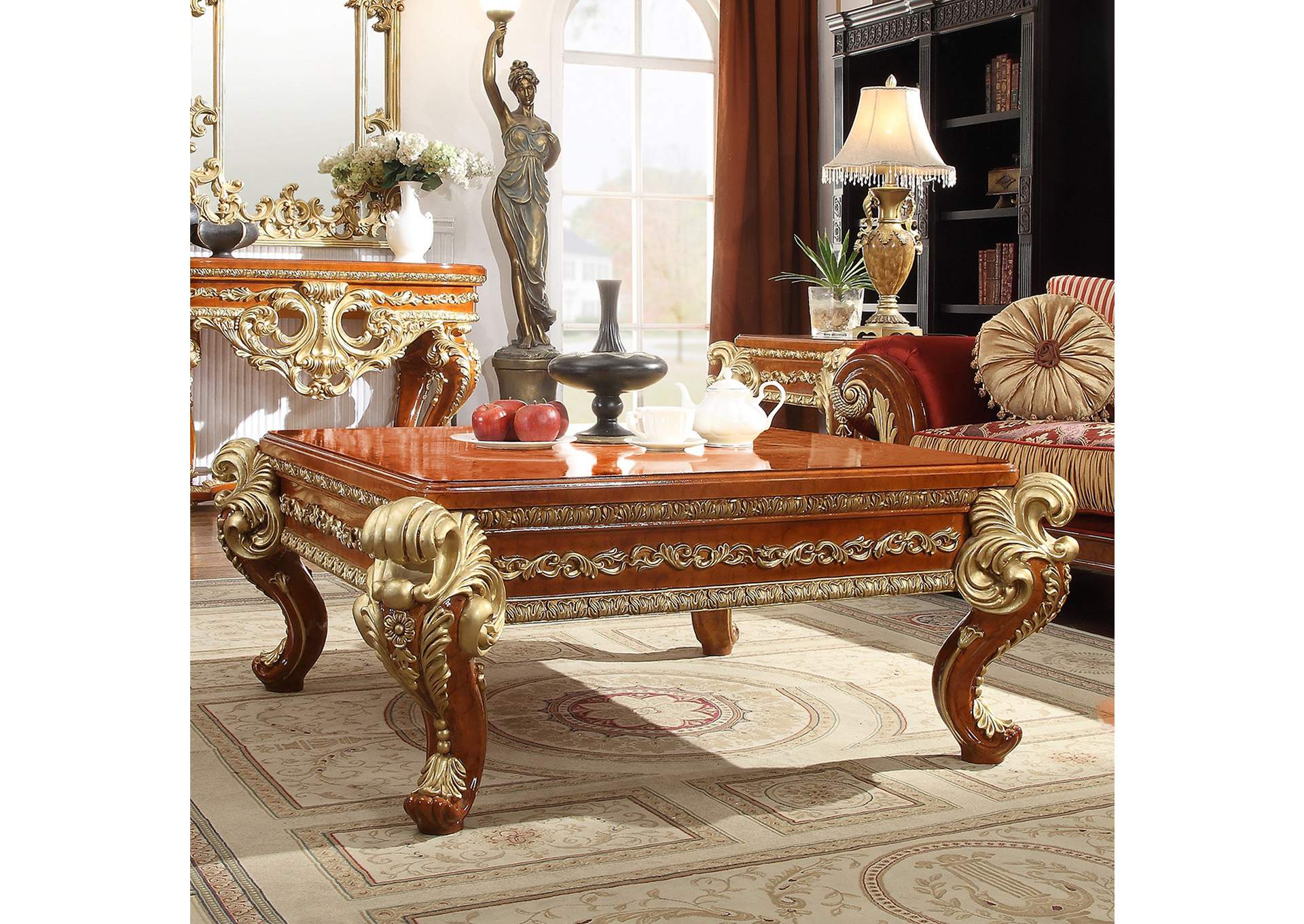 Metallic Bright Gold&Amp; Med Golden Tan 3 Piece Coffee Table Set,Homey Design