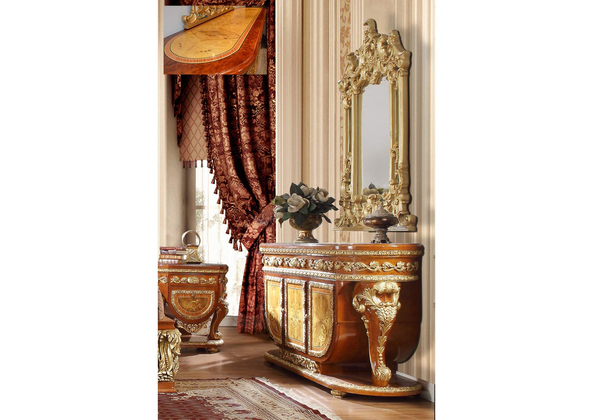 Metallic Bright Gold&Amp; Med Golden Tan 5 Piece Bedroom Set,Homey Design