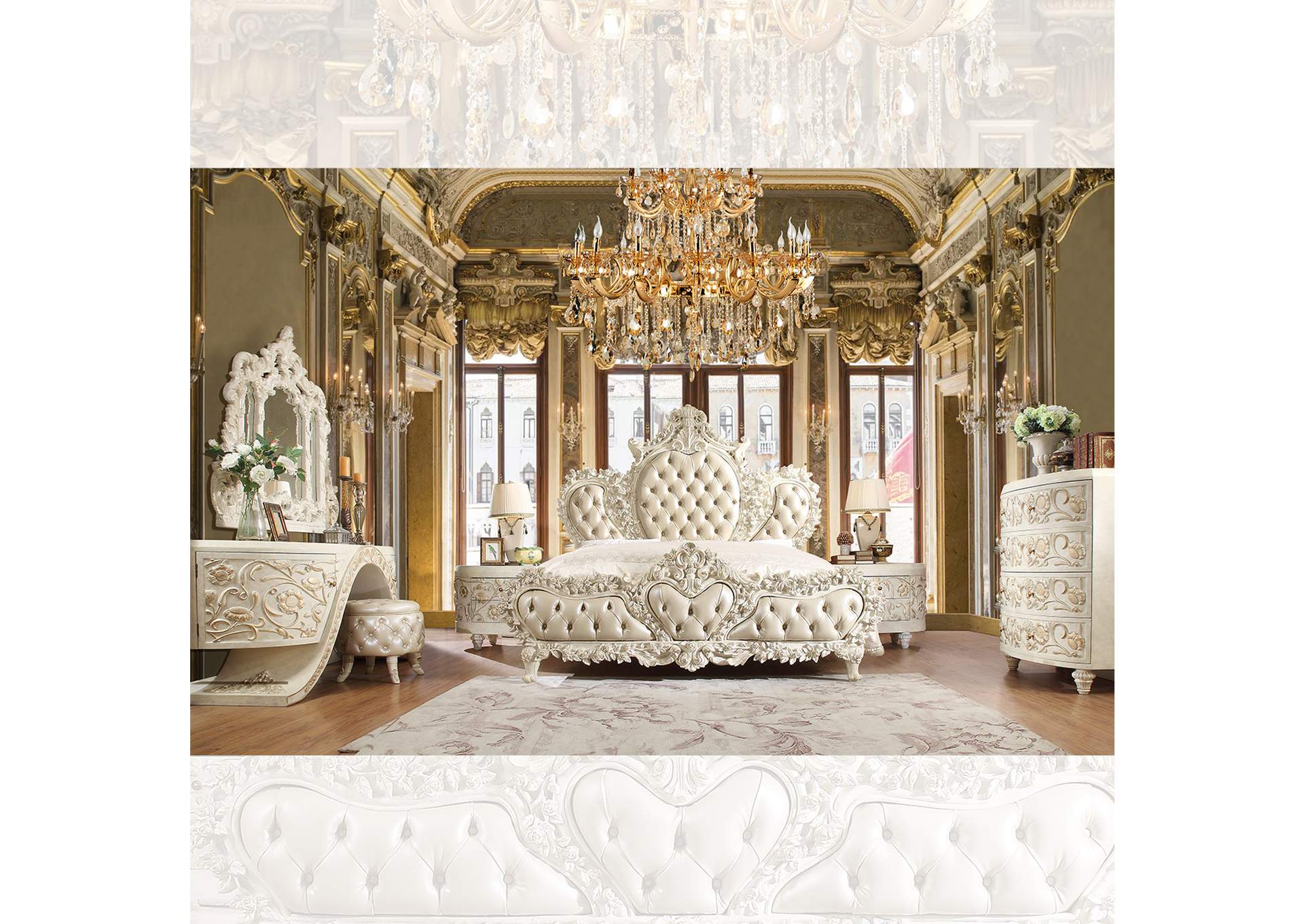 Plantation Cove White 5 Piece Bedroom Set,Homey Design