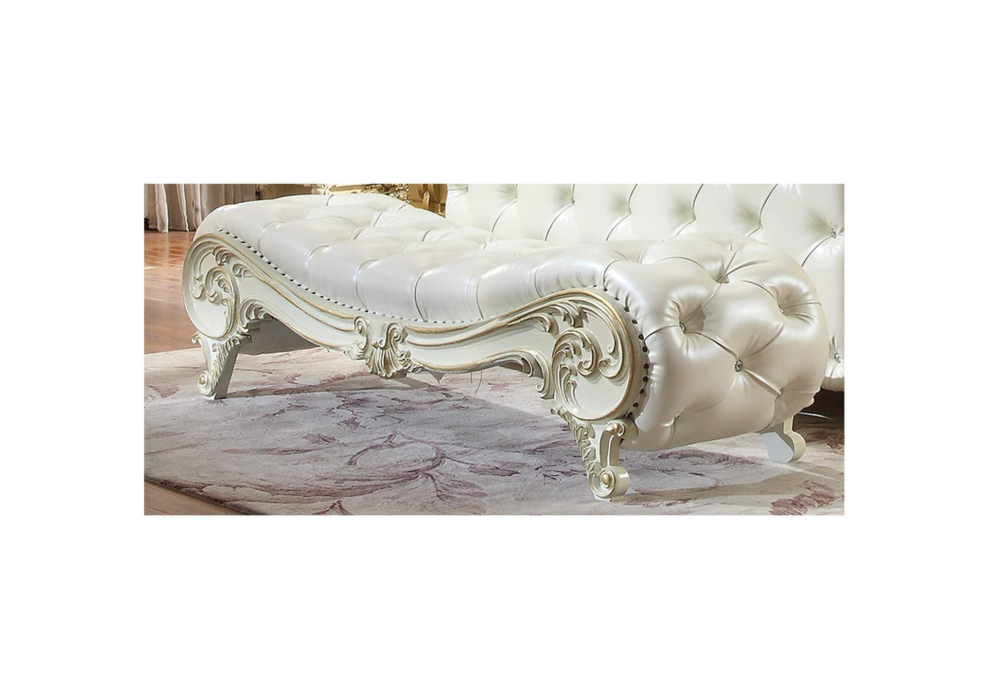 Ivory & Antique Gold Bench,Homey Design