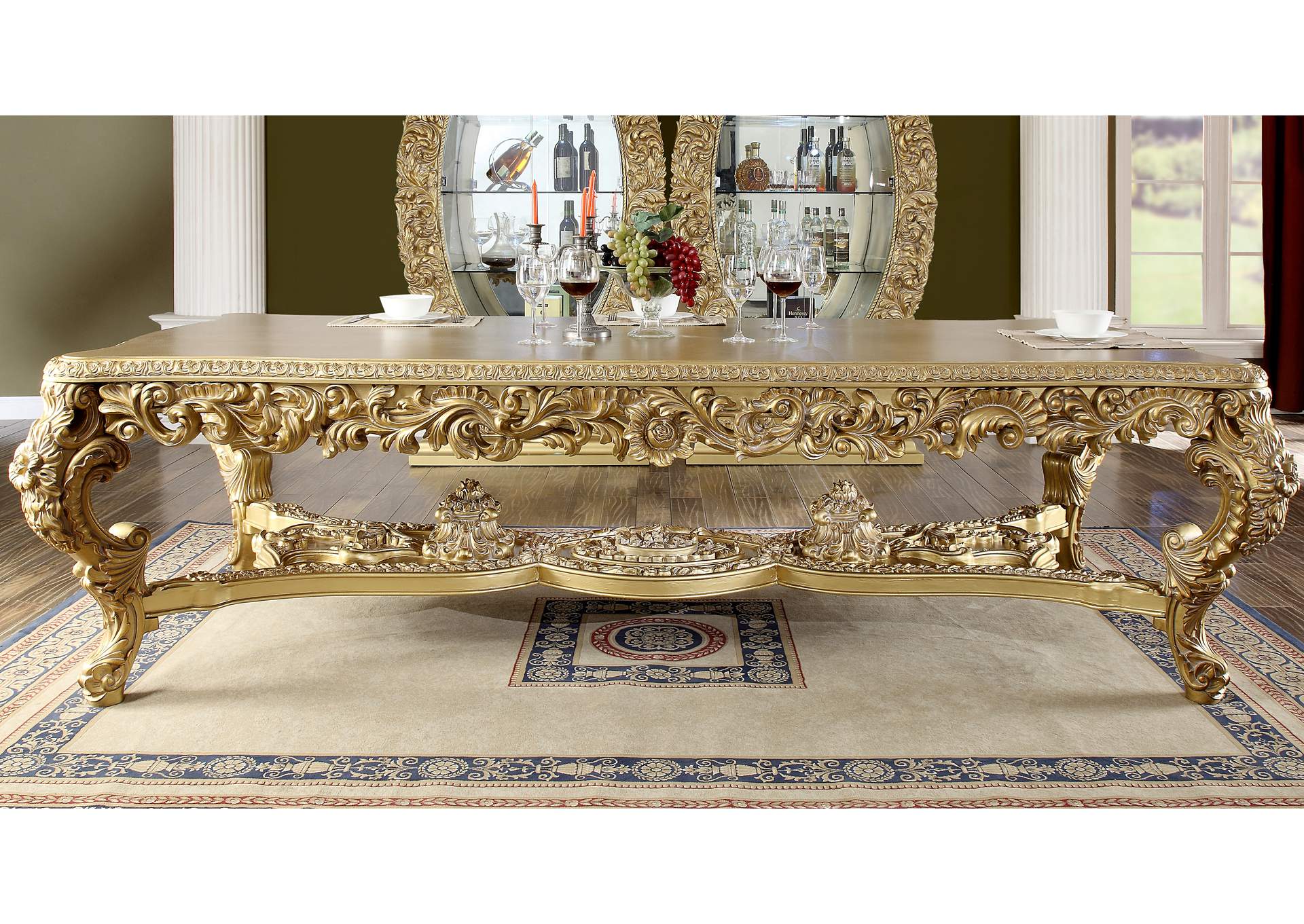 Metallic Bright Gold Dining Table,Homey Design