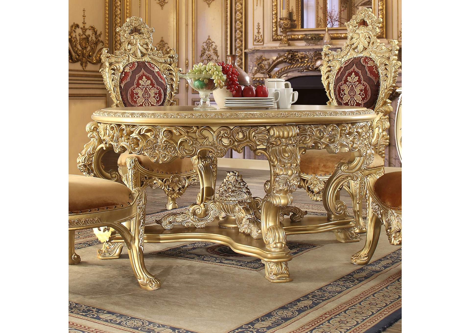 Metallic Bright Gold 5 Piece Dining Table Set,Homey Design