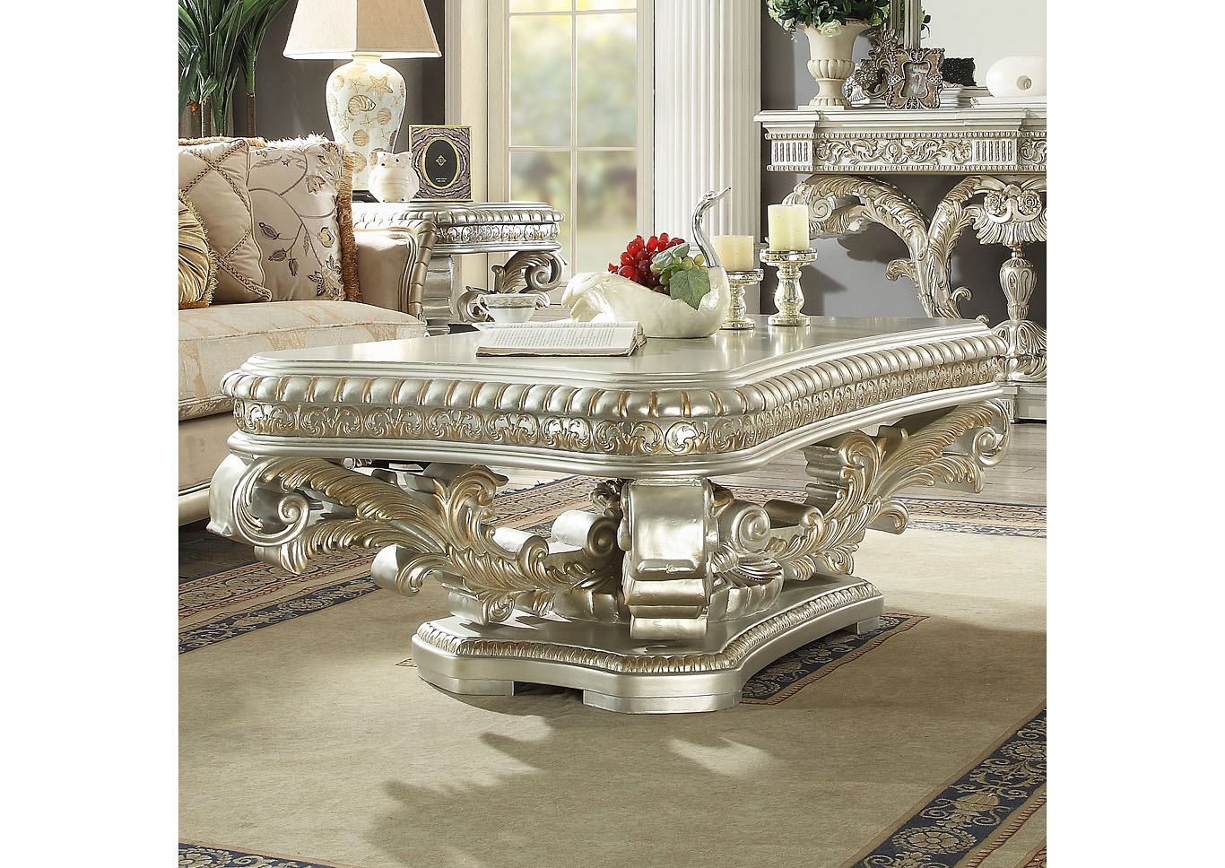 Metallic Silver Coffee Table,Homey Design