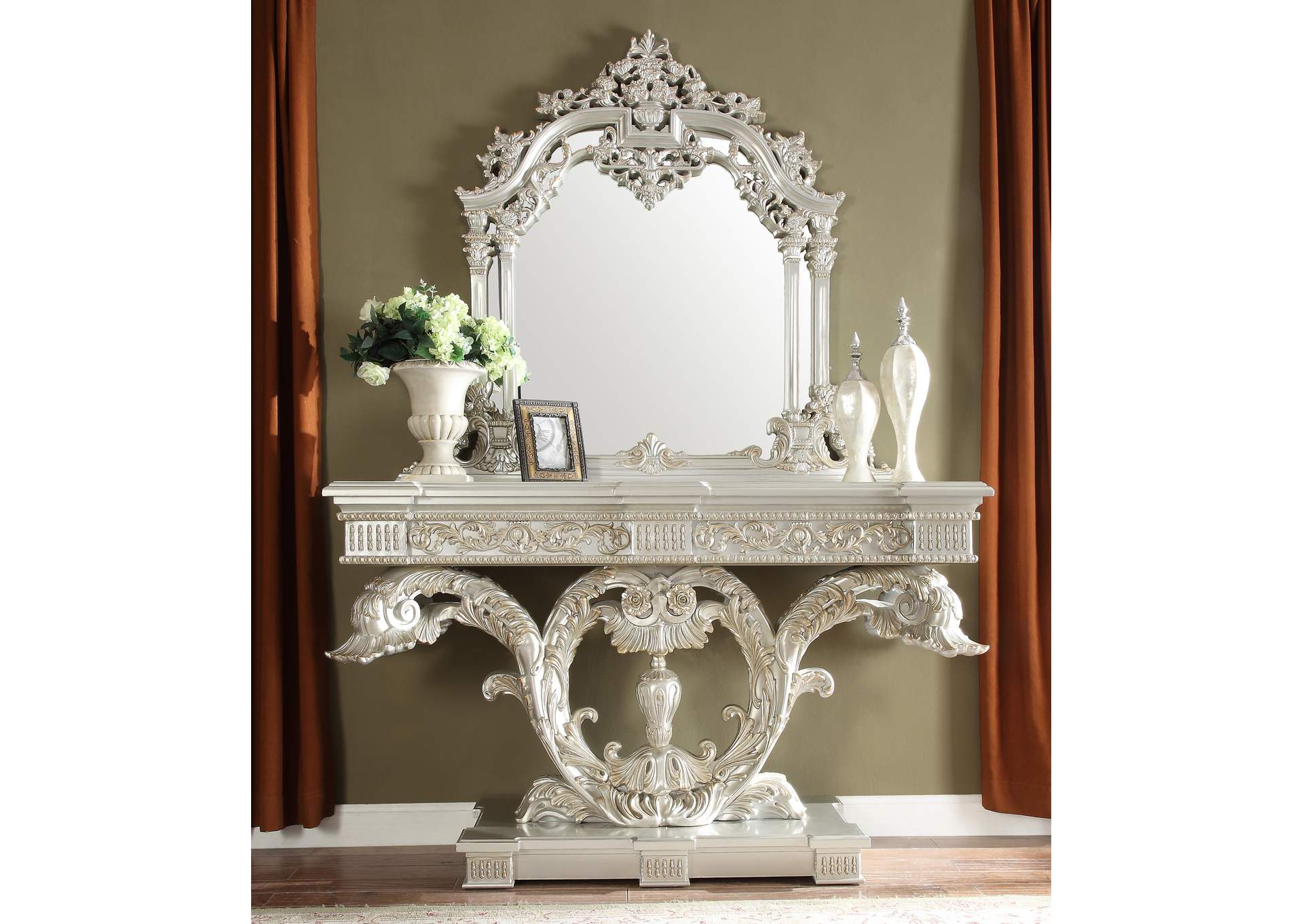 Metallic Silver Console Table,Homey Design