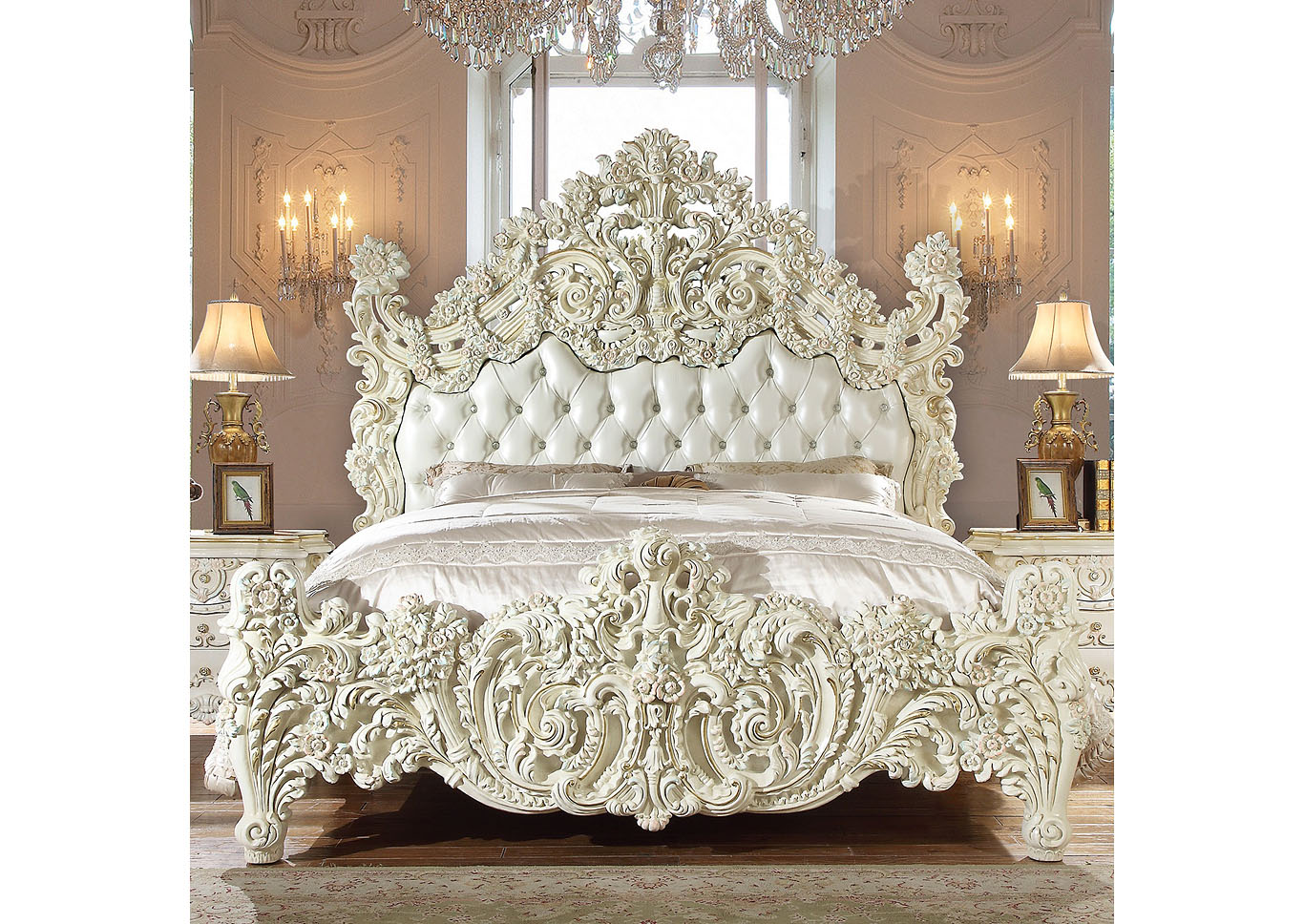 White Gloss California King Bed,Homey Design