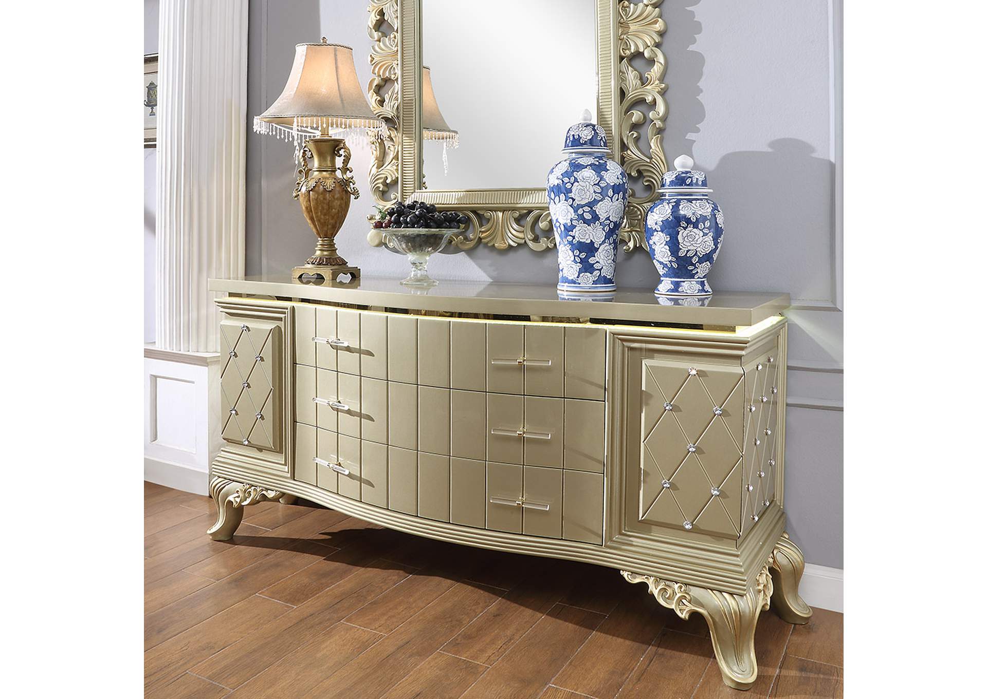 Satin Gold Dresser,Homey Design