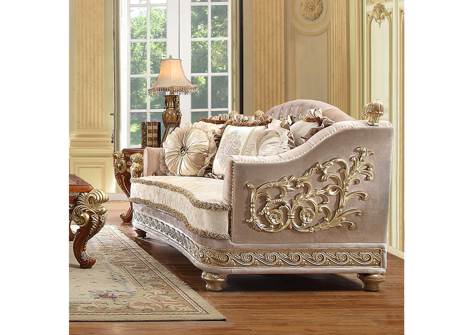Metallic Bright Gold Loveseat,Homey Design