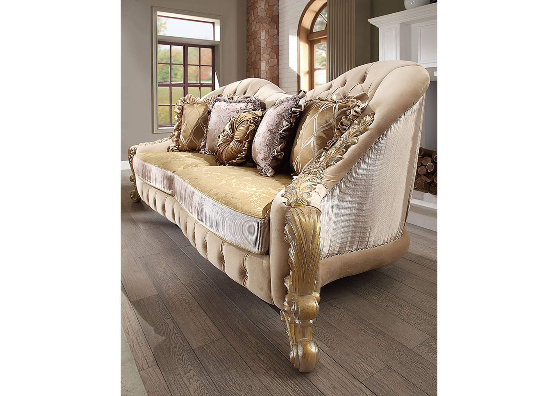 Metallic Antique Gold Loveseat,Homey Design