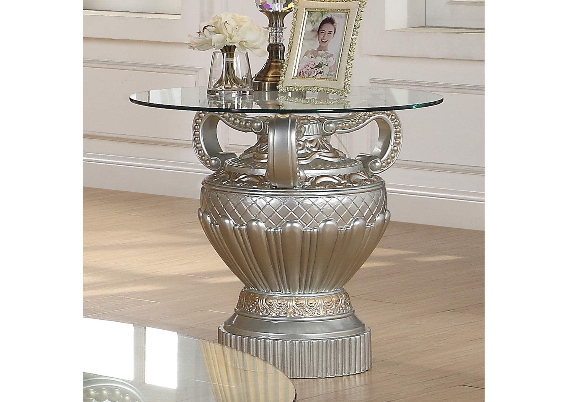 Silver 3 Piece Coffee Table Set,Homey Design