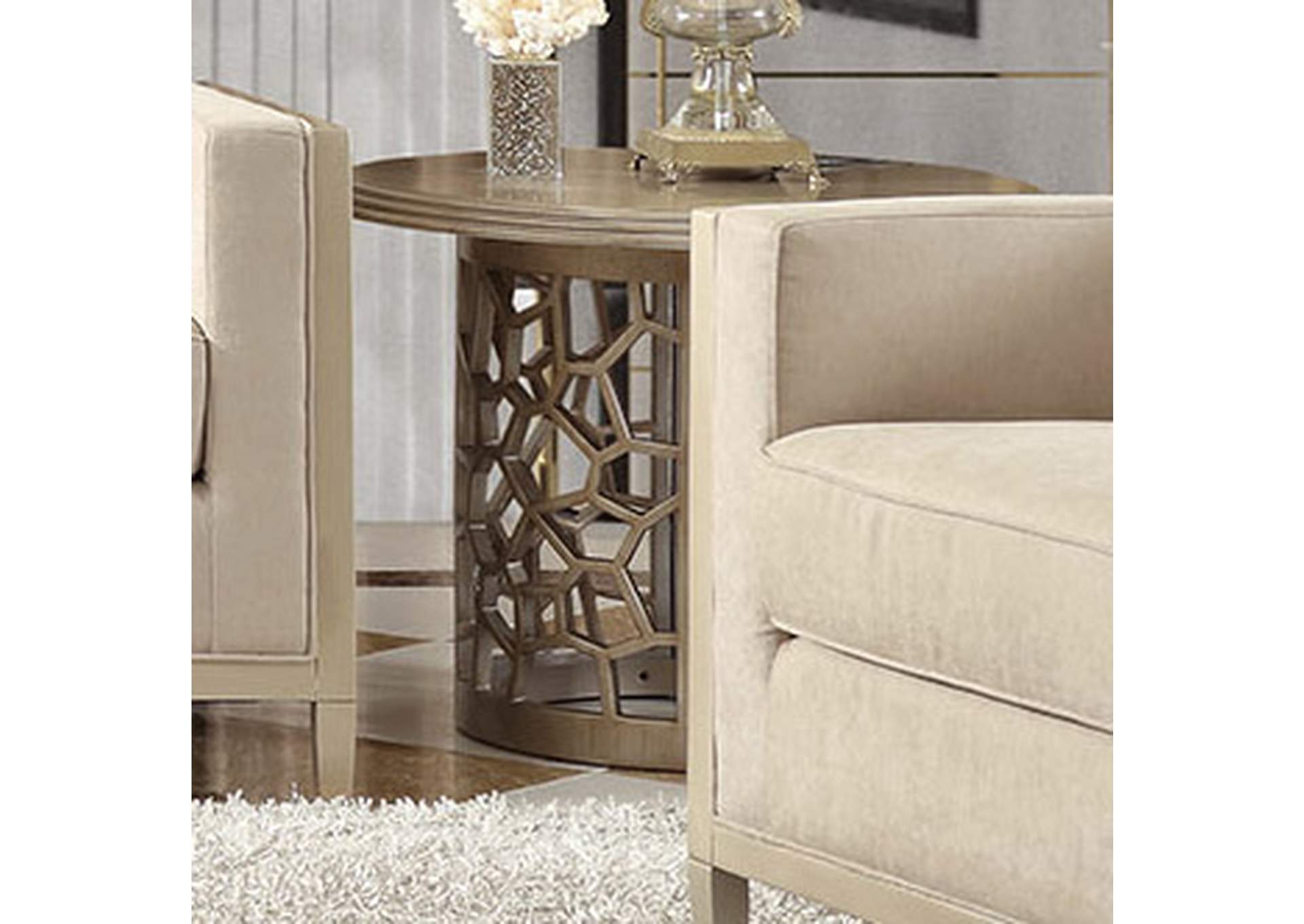 Champagne 3 Piece Coffee Table Set,Homey Design