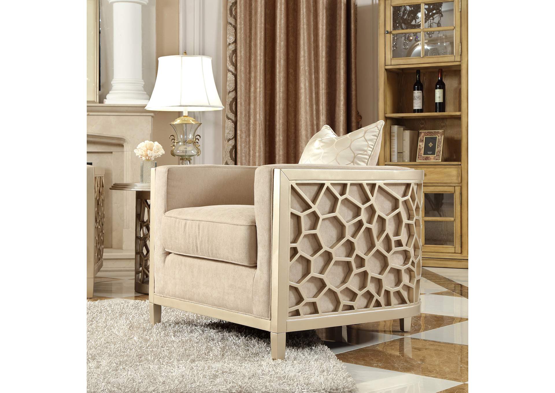 Champagne 3 Piece Sofa Set,Homey Design