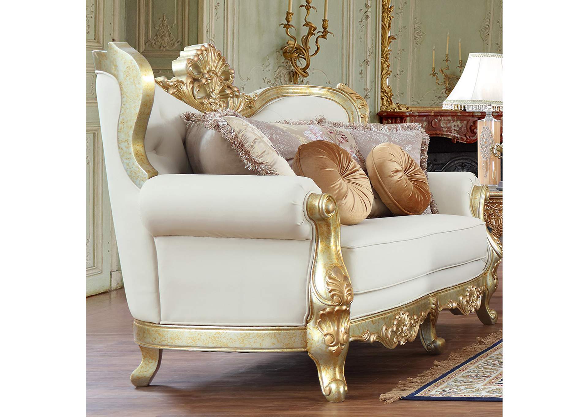 Metallic Antique Gold 3 Piece Sofa Set,Homey Design