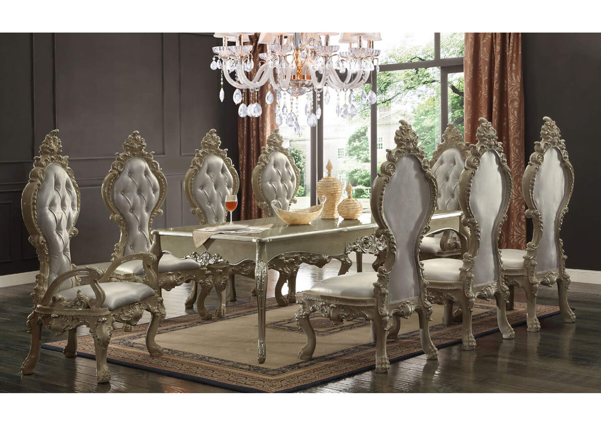 HD-13012-G - 9Pc Dining Table Set,Homey Design