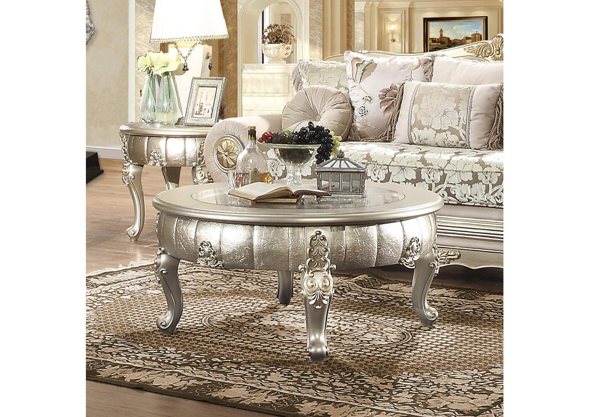 Belle Silver 3 Piece Coffee Table Set,Homey Design