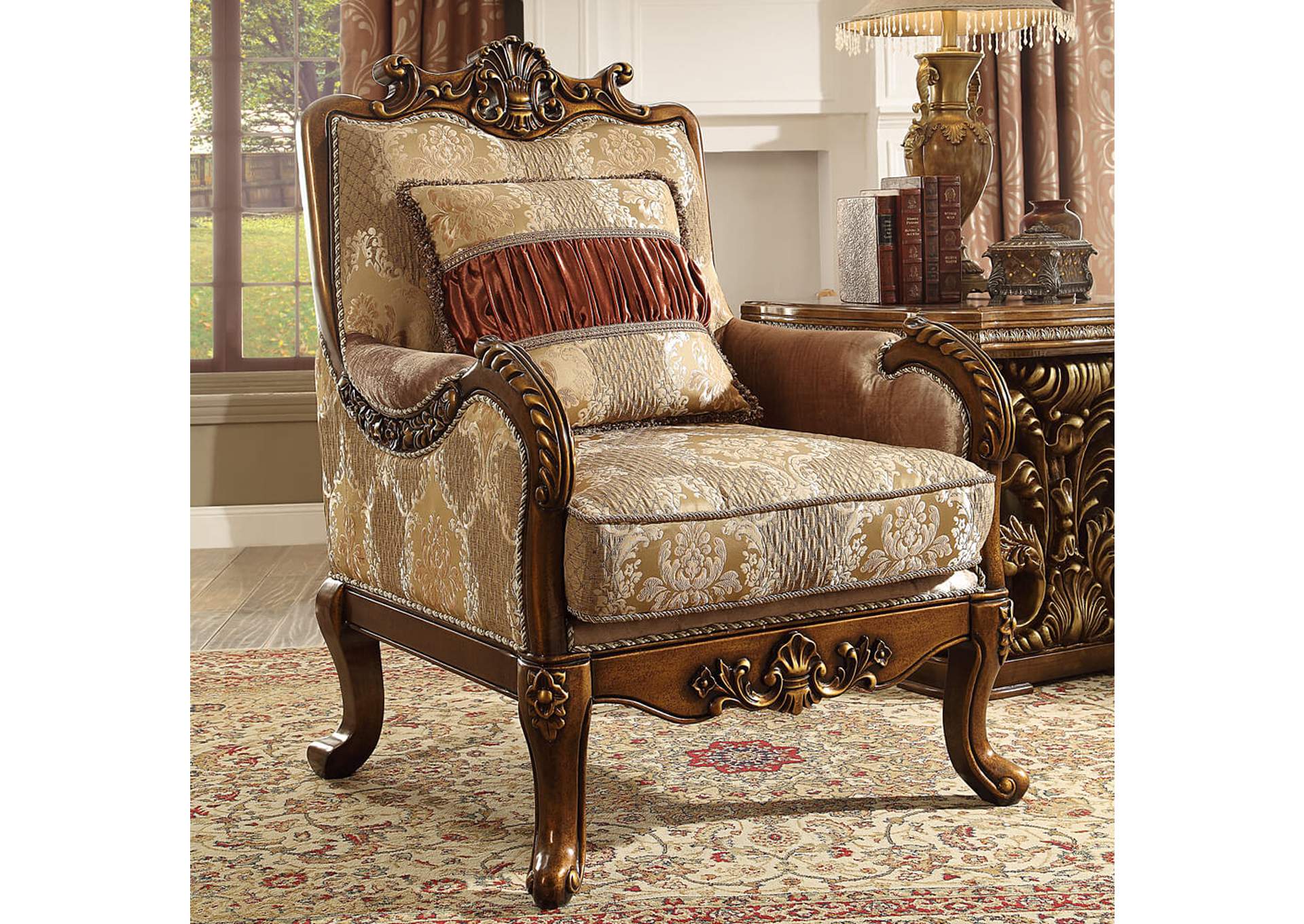 Metallic Antique Gold 3 Piece Sofa Set,Homey Design