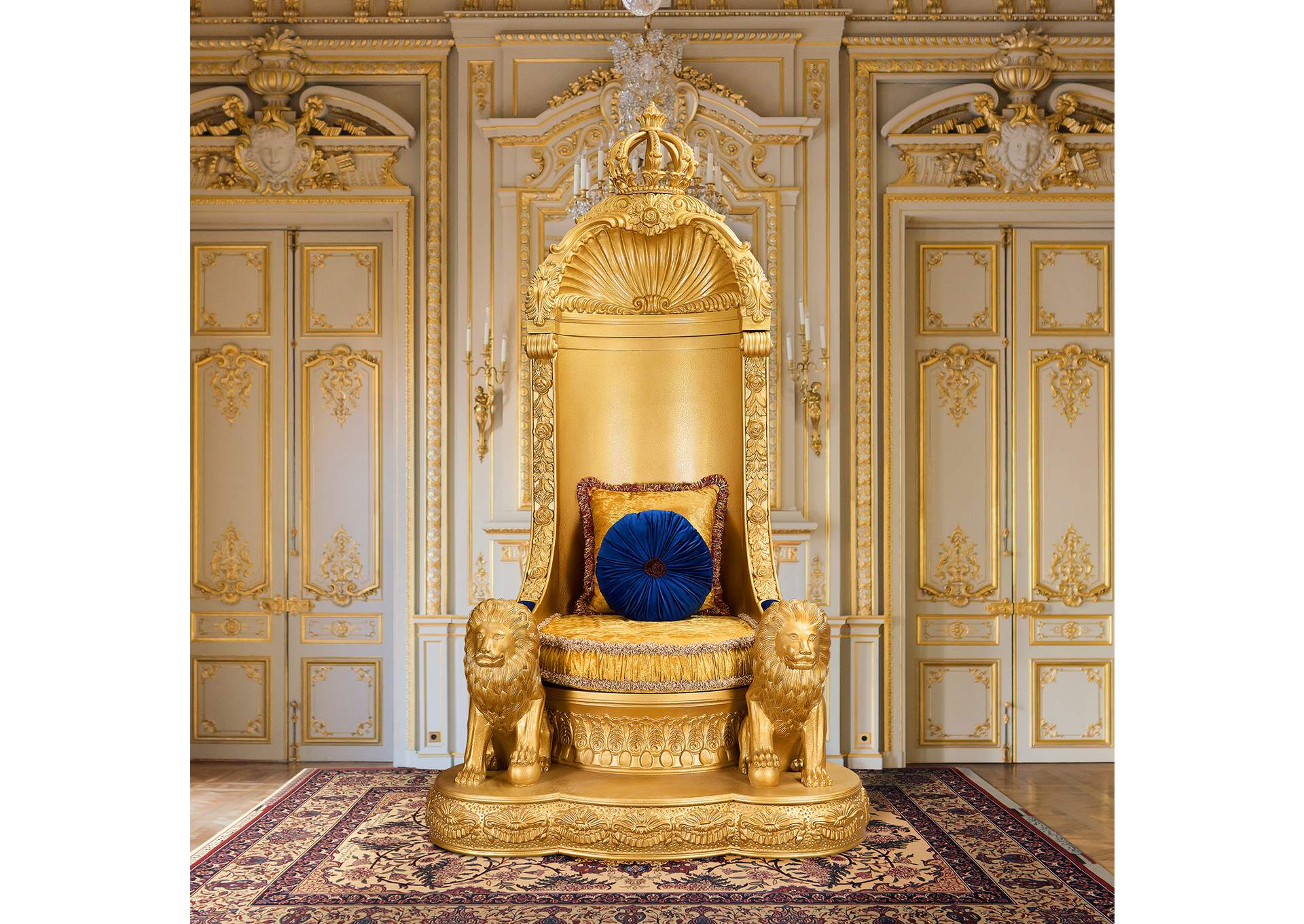 Metallic Antique Gold Lion Throne Chair,Homey Design