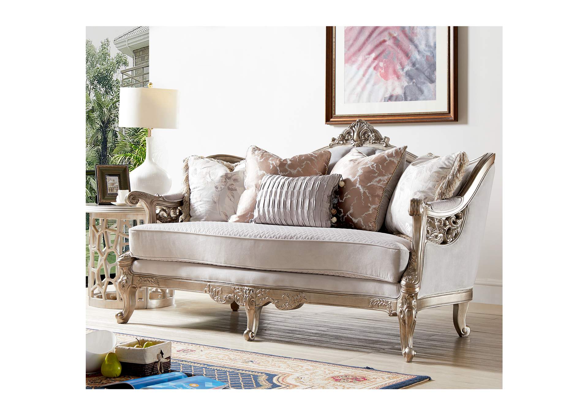 Antique Silver 3 Piece Sofa Set,Homey Design