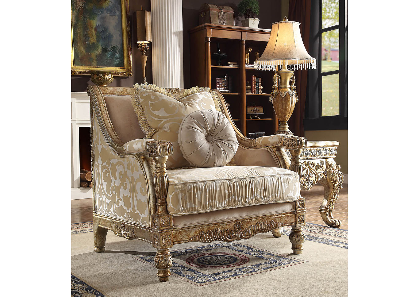 Metallic Bright Gold Arm Chair,Homey Design