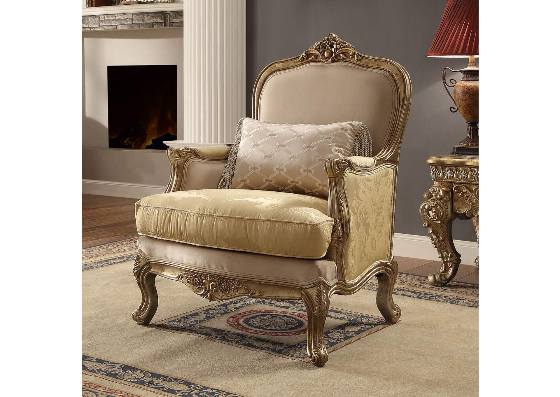 Metallic Bright Gold 3 Piece Sofa Set,Homey Design