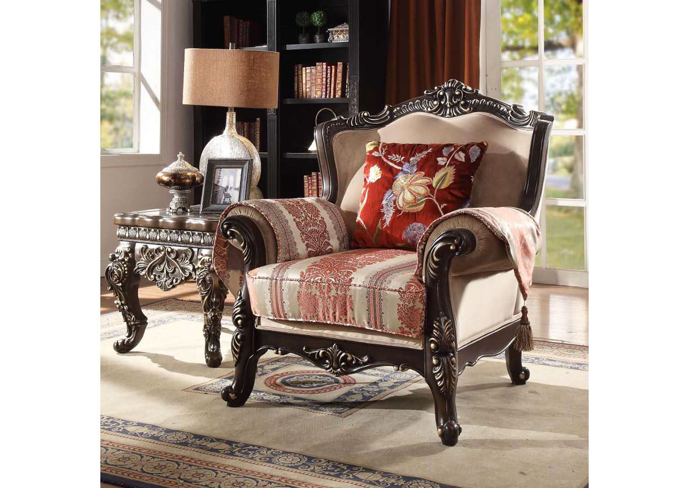 Brown Mahogany Arm Chair,Homey Design