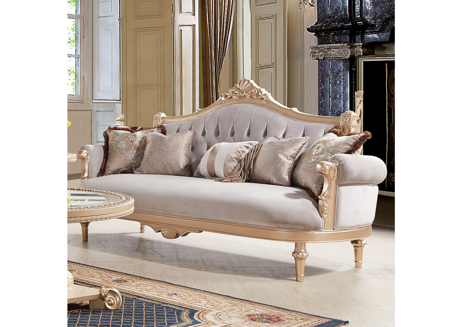 Gold 3 Piece Salon Sofa Set,Homey Design