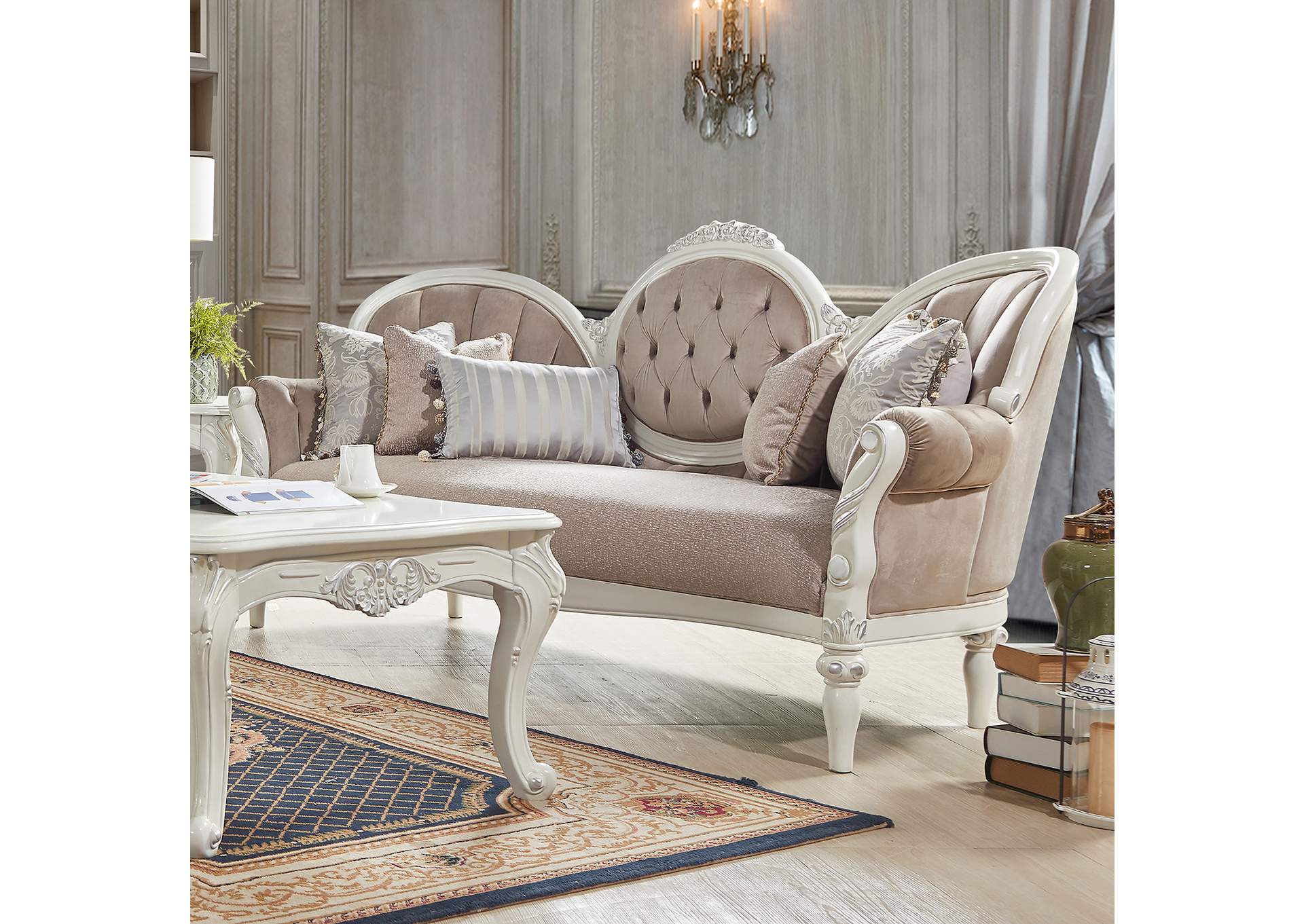 Ivory 3 Piece Salon Sofa Set,Homey Design