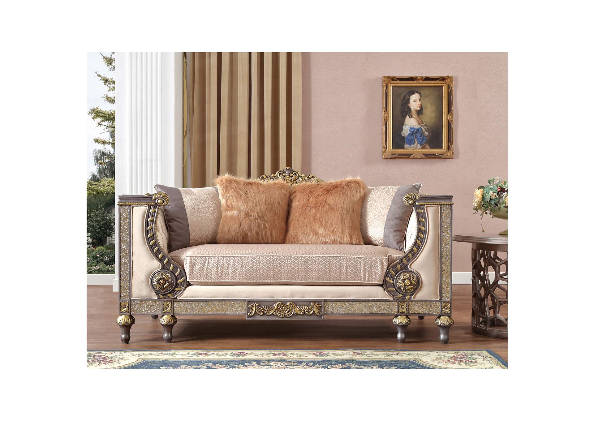 Gold 3 Piece Sofa Set,Homey Design