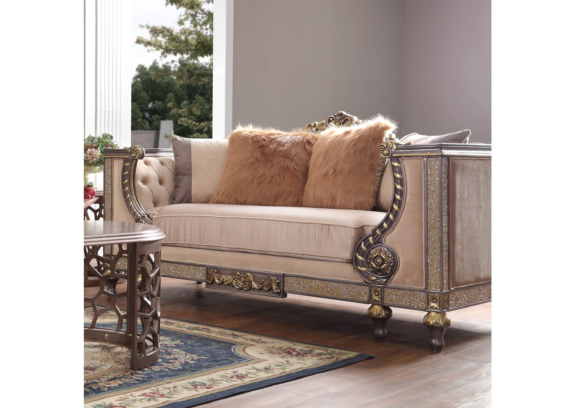 Gold 3 Piece Sofa Set,Homey Design