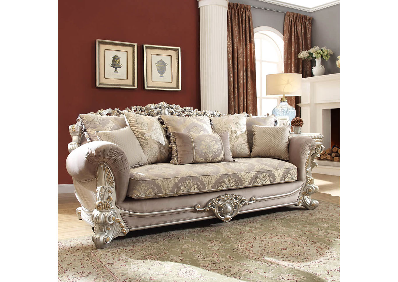 Metallic Silver Sofa,Homey Design