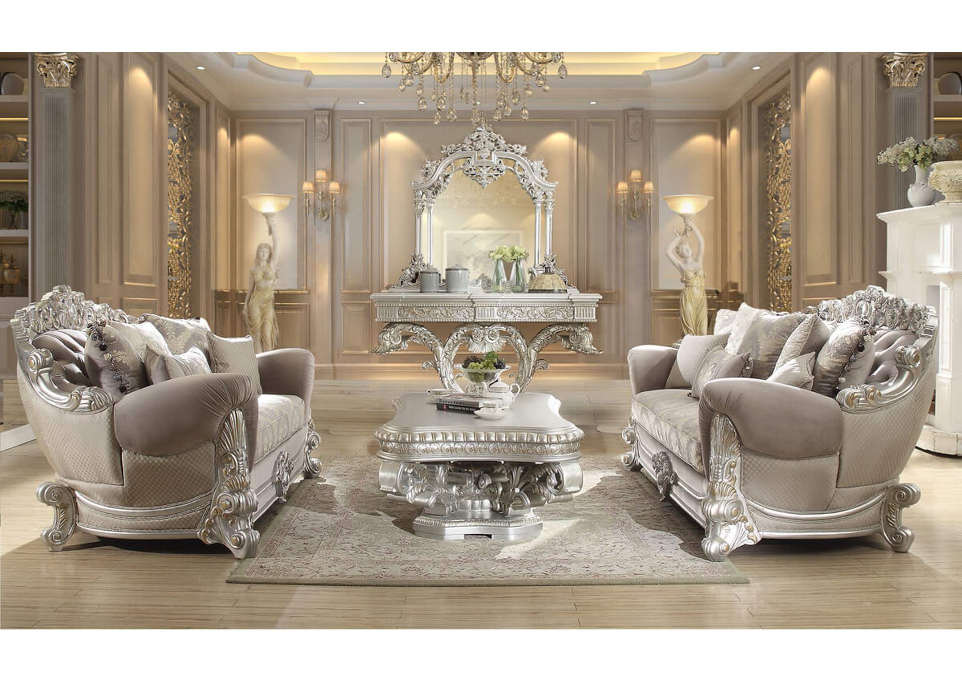 Metallic Silver Loveseat,Homey Design