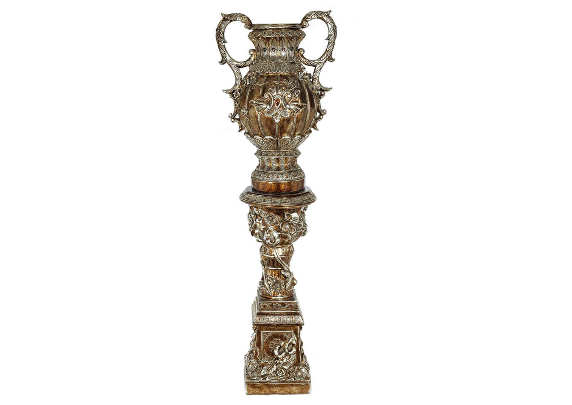 Mahogany Cracke &Amp; Antique Silver Vase,Homey Design
