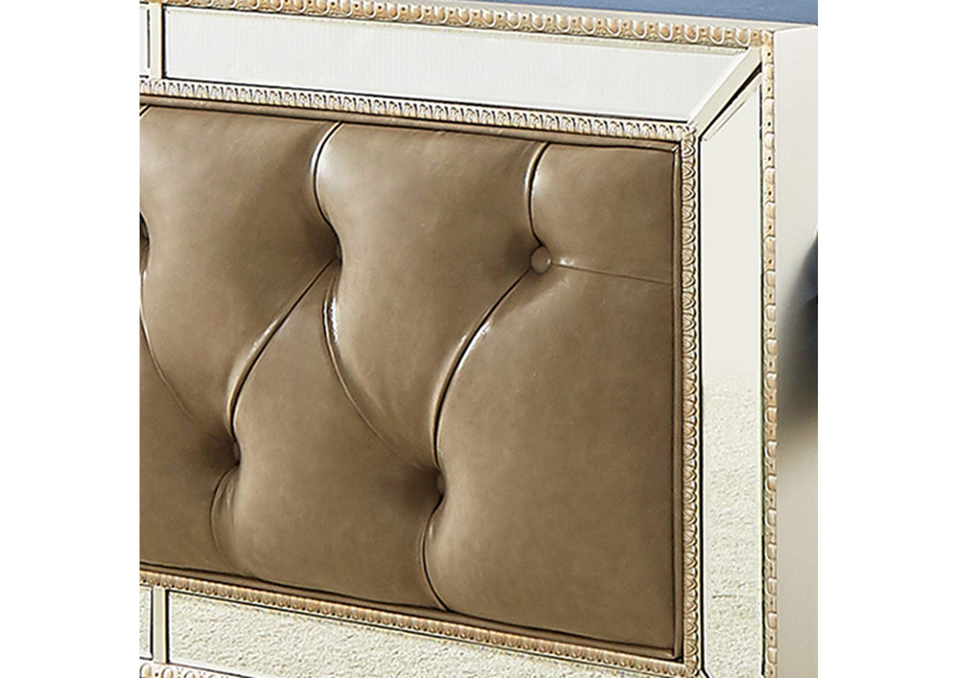 Champagne Silver Gold 5 Piece Bedroom Set,Homey Design