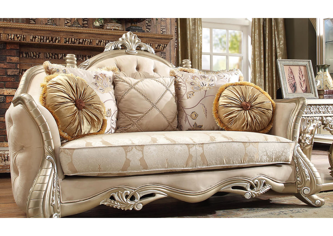 Golden Silver Loveseat,Homey Design