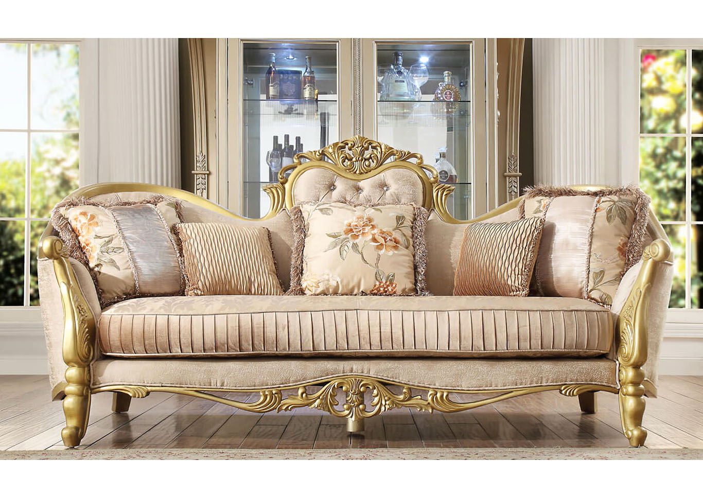 Gold & Beige Sofa,Homey Design