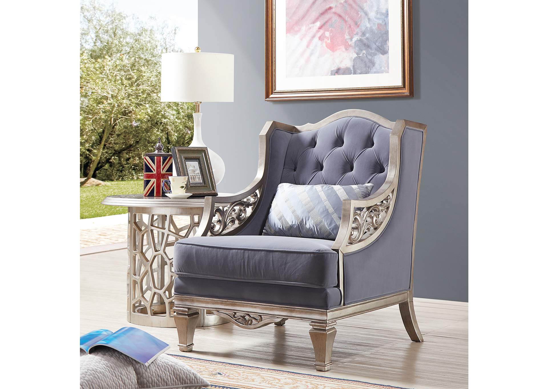Silver 3 Piece Sofa Set,Homey Design