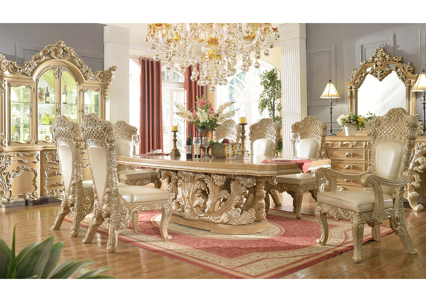 Gold & Cream China Cabinet,Homey Design