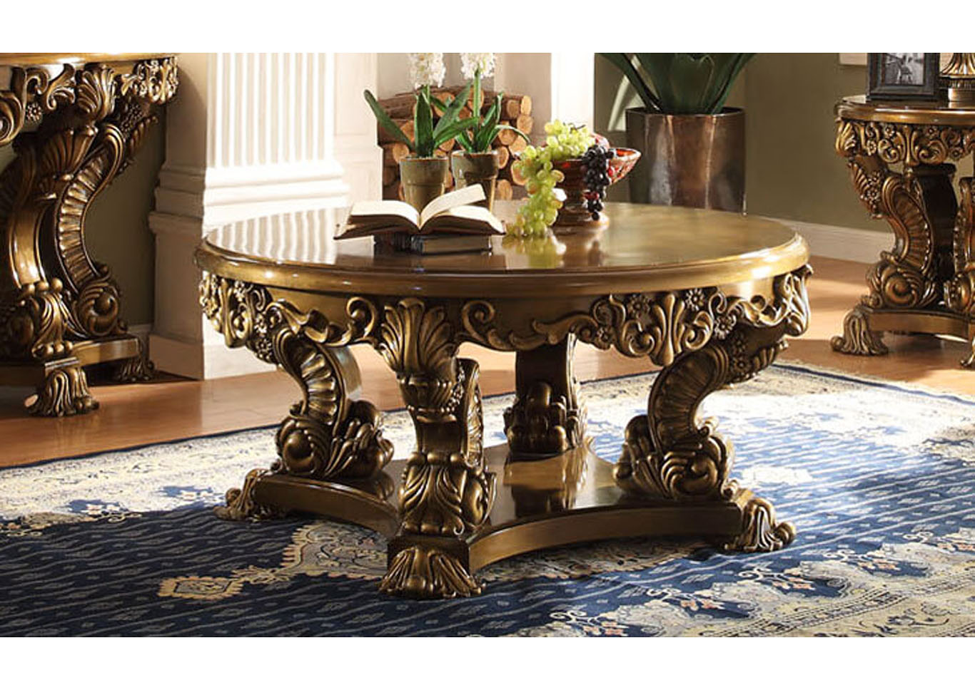 ornate gold coffee table