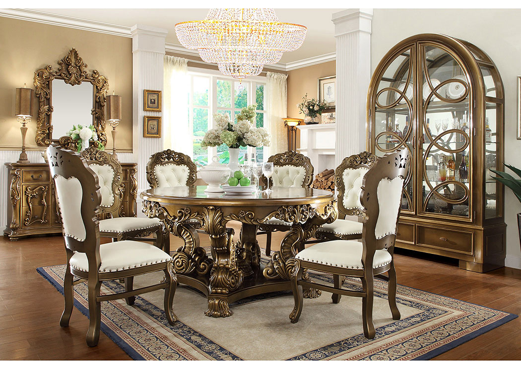 Antique Gold & Brown Dining Table,Homey Design