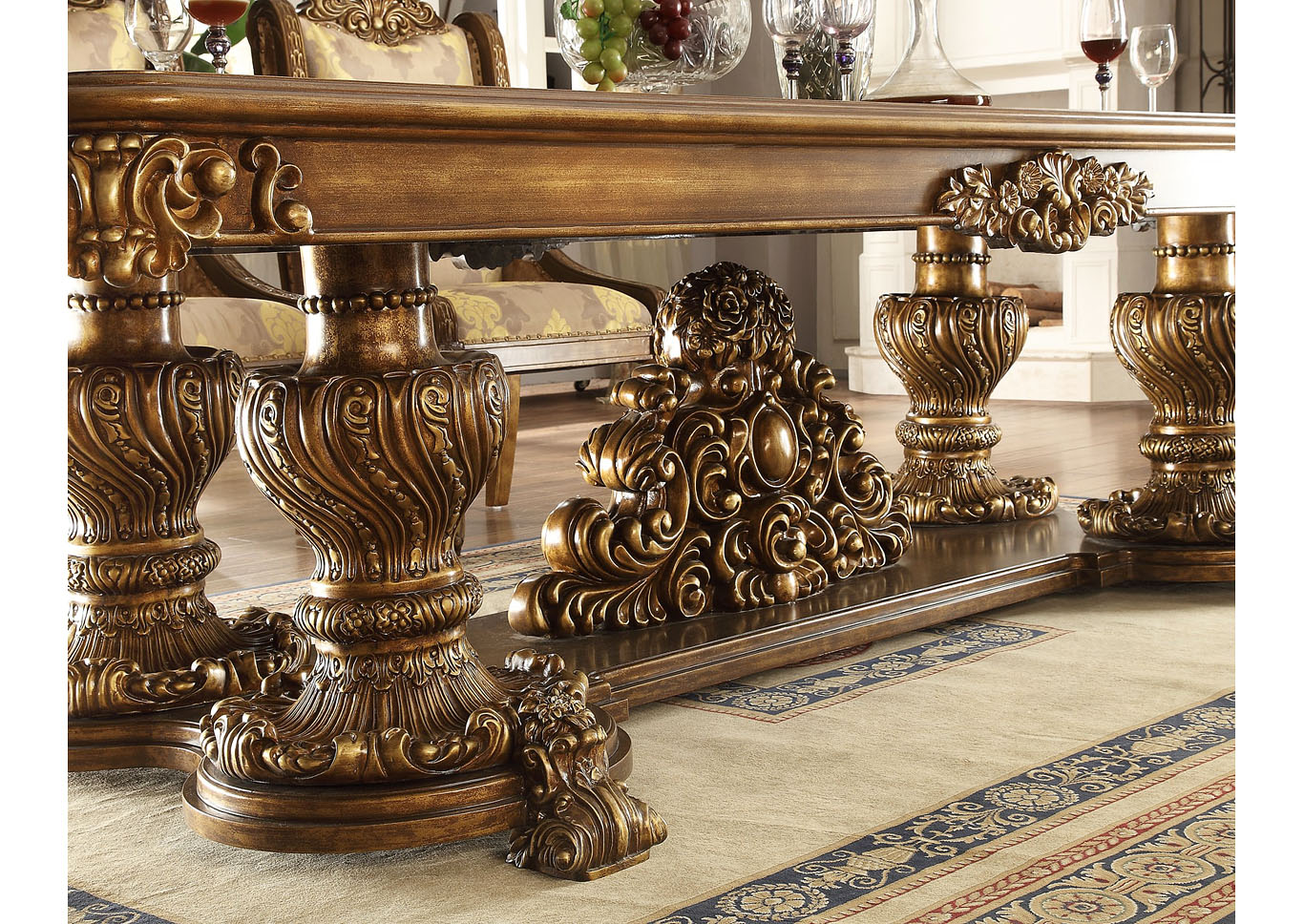 Antique Gold & Brown Dining Table,Homey Design