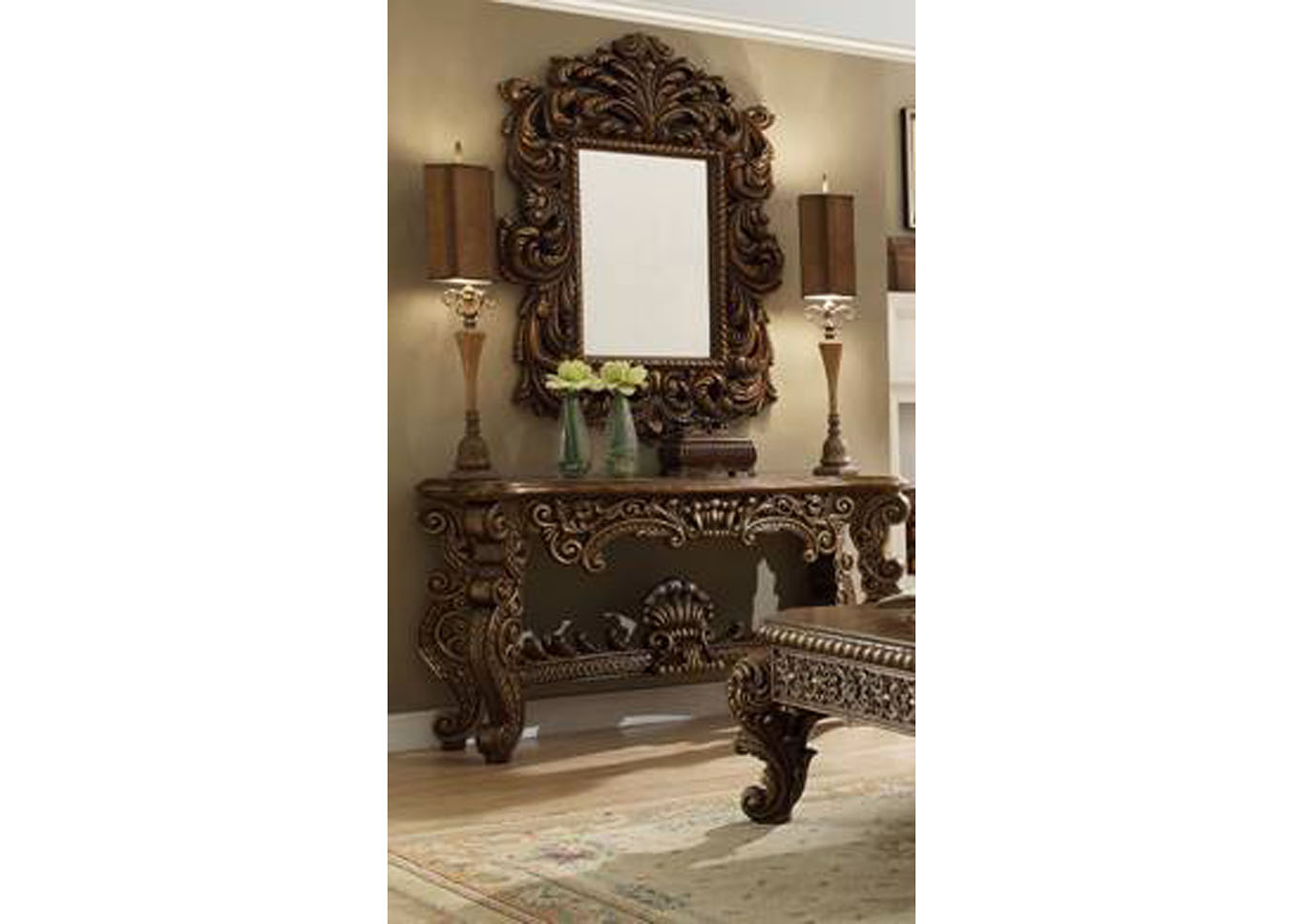Antique Gold & Brown Console Table,Homey Design