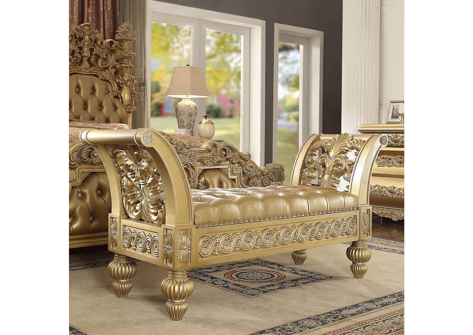 Metallic Bright Gold Bench,Homey Design