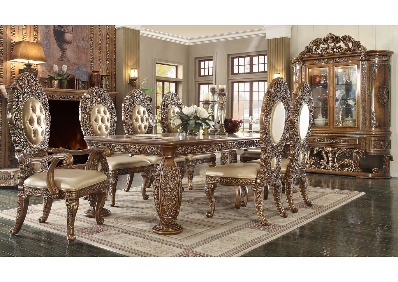 Antique Gold & Brown Dining Table,Homey Design