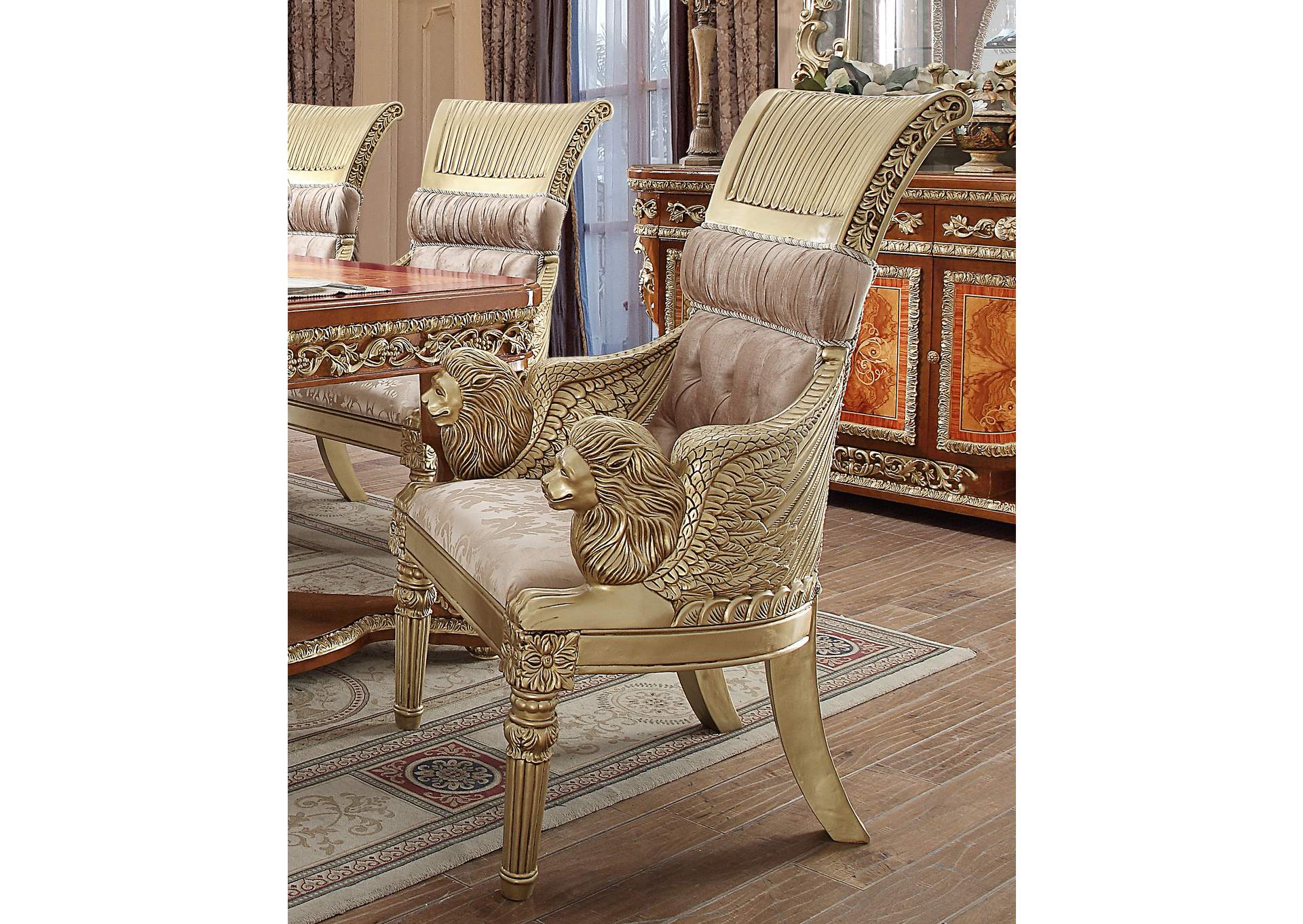 Metallic Bright Gold&Amp; Med Golden Tan Arm Chair,Homey Design