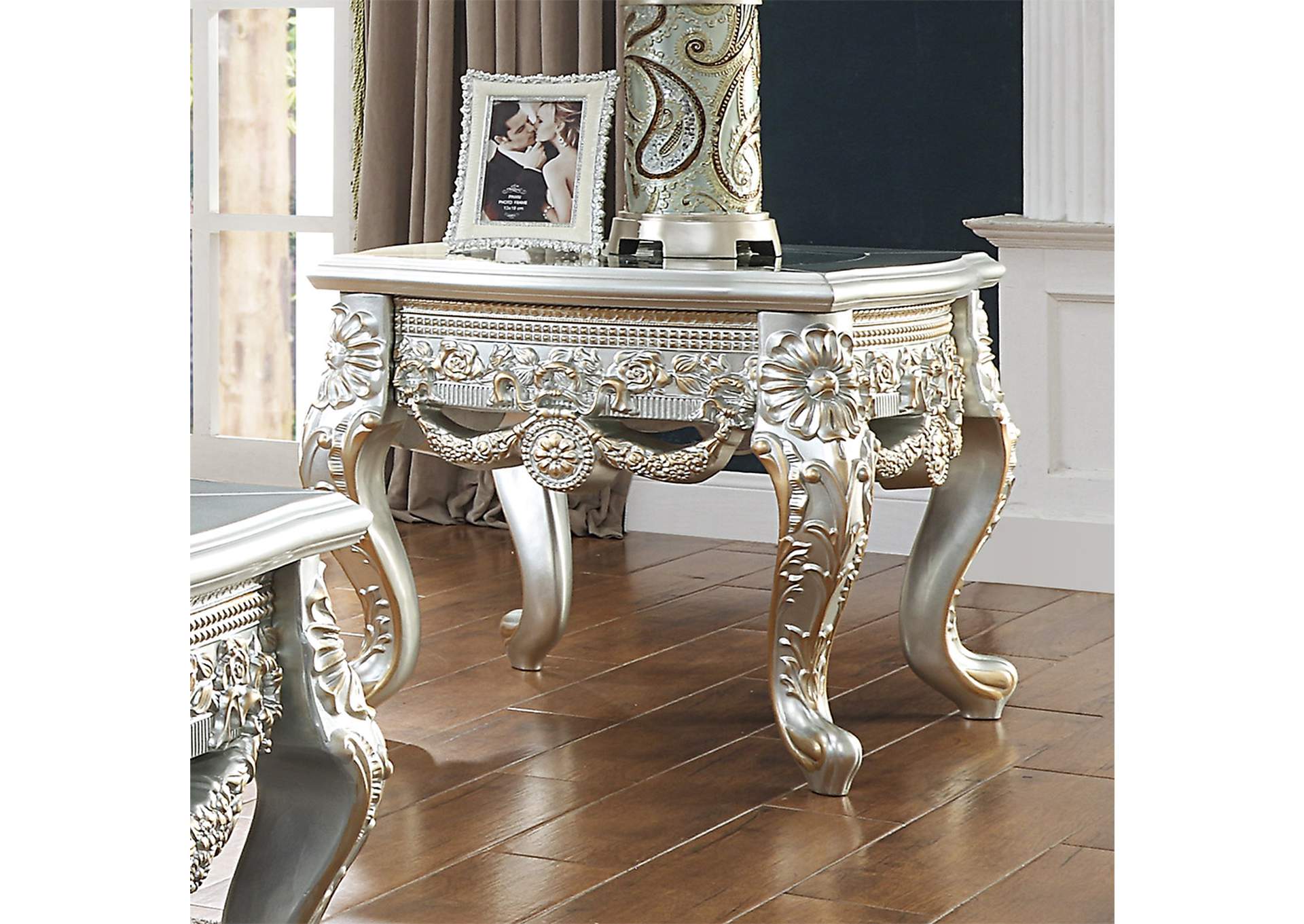 Belle Silver &Amp; Gold Highlight 3 Piece Coffee Table Set,Homey Design