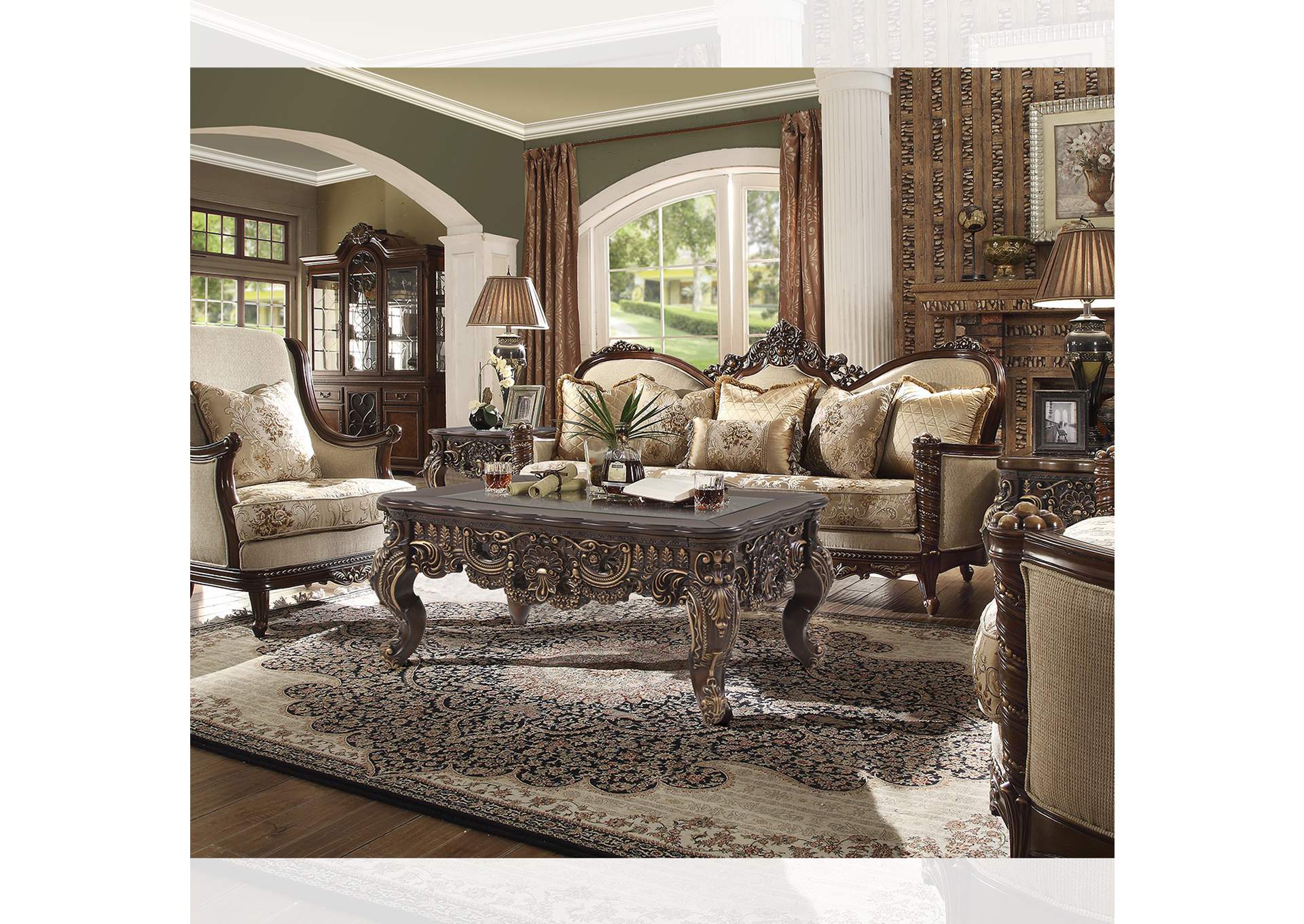 Extra Dark Walnut 3 Piece Sofa Set,Homey Design