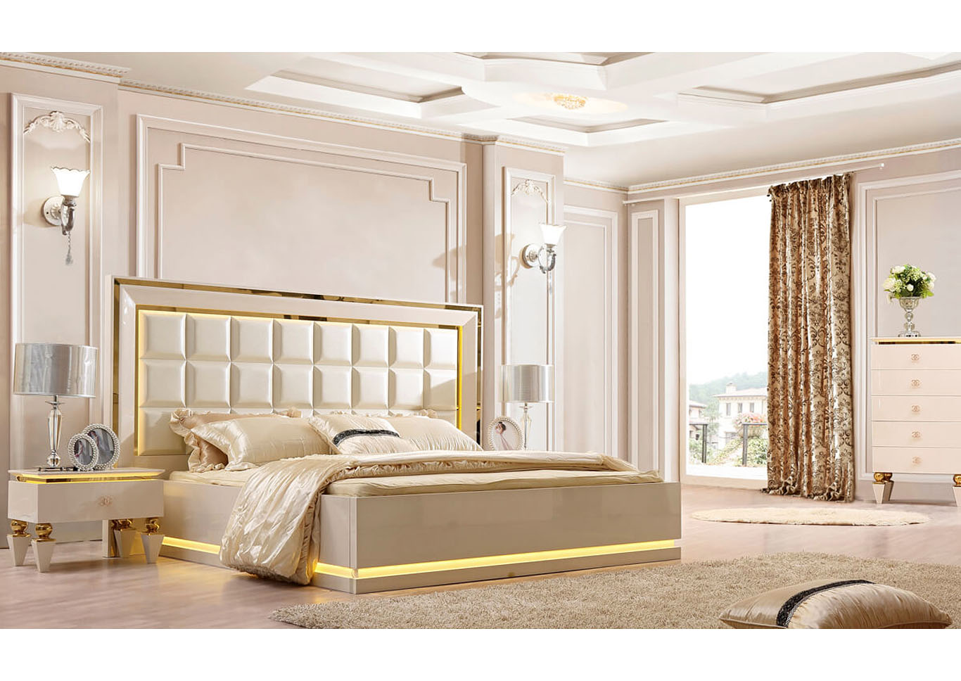 White Gloss Nightstand,Homey Design