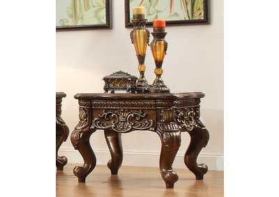 Antique Gold & Brown End Table